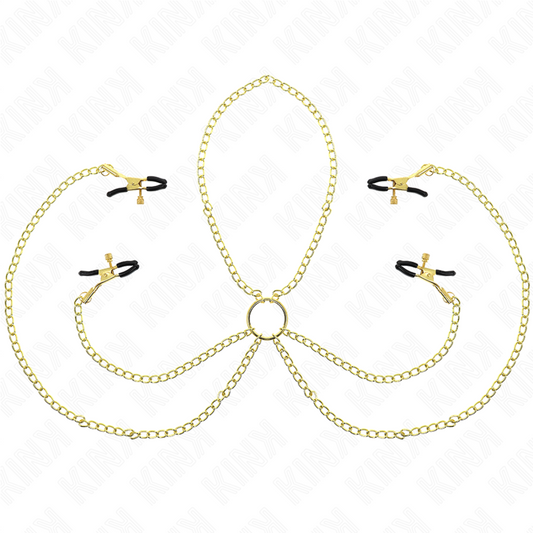 KINK - 4 JUSTERBARE KLISTOR- OG BRYSTØRTEKLEMMER I GULL