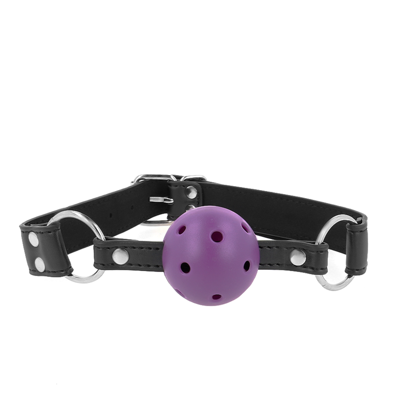 KINK - PUSTENDE BALL 4 CM KNEBLEM MED DOBBEL NAGLE LILLA 62,5 x 2,5 CM JUSTERBAR 42–58 CM