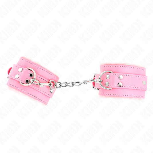 KINK - HÅNDLEDSBELTER MED PELSFØR ROSA MED ROSA BELTE JUSTERBART 17–29 CM X 6 CM