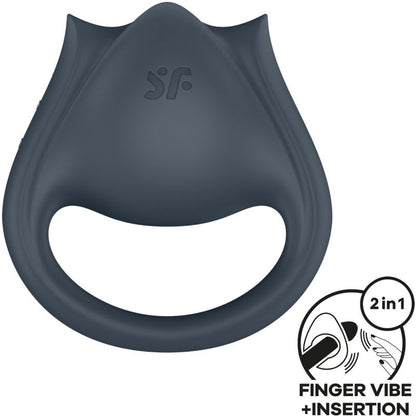 SATISFYER - PERFEKT PAR 2 MULTIVIBRATOR 2-I-1 PENISRING OG FINGERSTIMULATOR GRÅ