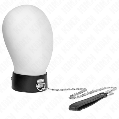 KINK - HALSKE MED BELTE 65 CM MED BRED SVART STREPP JUSTERBAR 33,5-41 CM X 5 CM