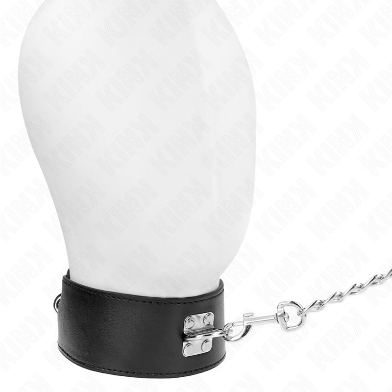 KINK - HALSKE MED BELTE 65 CM MED BRED SVART STREPP JUSTERBAR 33,5-41 CM X 5 CM