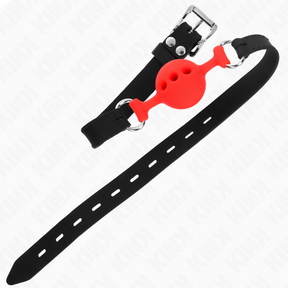 KINK - FULL SILIKON KNEVESE 55 x 2 CM MED 4 CM BALL STØRRELSE S RØD JUSTERBAR 35-51 CM