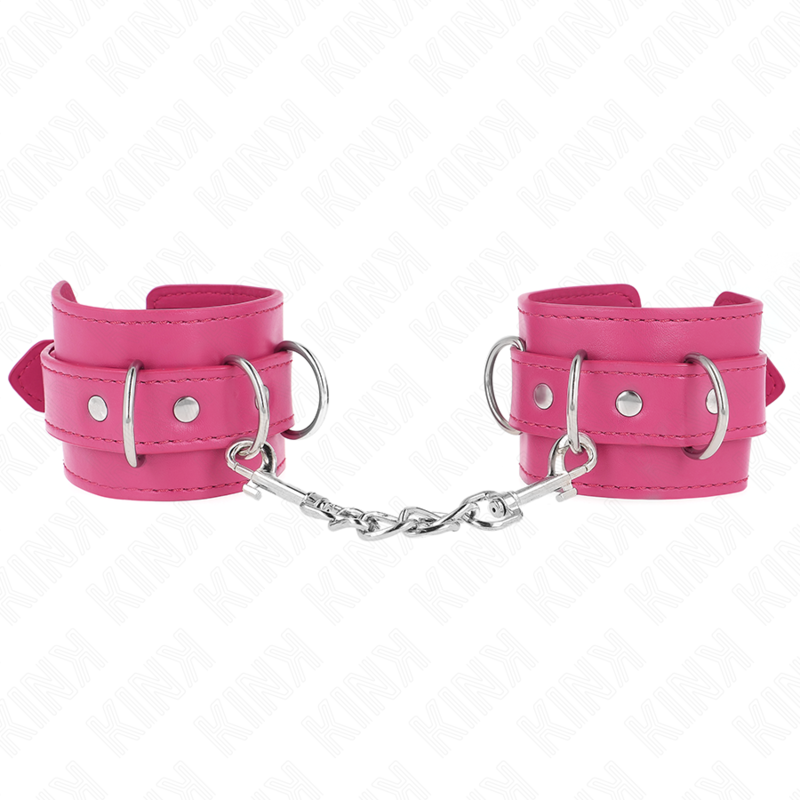KINK - HÅNDLEDSBEVINGER MED 3 D-RINGER, JUSTERBARE ROSA, 17,5–25 CM X 6 CM