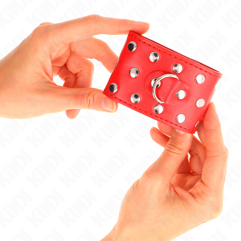 KINK - HÅNDLEDSBELTER MED TRYKKFEST FULL AV NAGLER RØD JUSTERBAR 19-24 CM X 5,5 CM