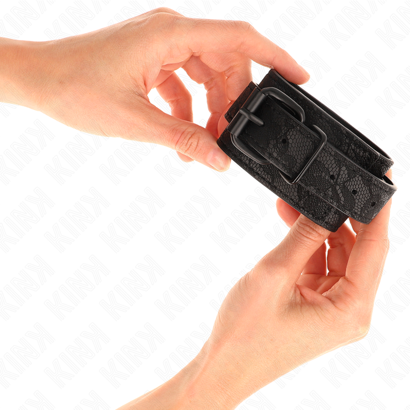 KINK - MØRK BLONDEDEKKET HÅNDLEDDSMANSJETTER JUSTERBARE SVART 19-26 CM