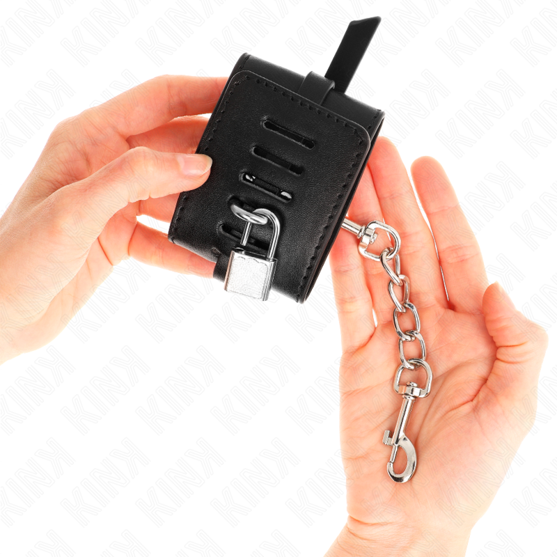 KINK - DELUXE HÅNDLEDSBELTER MED LÅS, SVART, JUSTERBAR, 14,5–21 CM X 6 CM