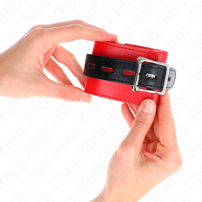 KINK - HÅNDLEDSBELTER RØDE MED SVART BELTE JUSTERBARE 17-28 CM X 6 CM