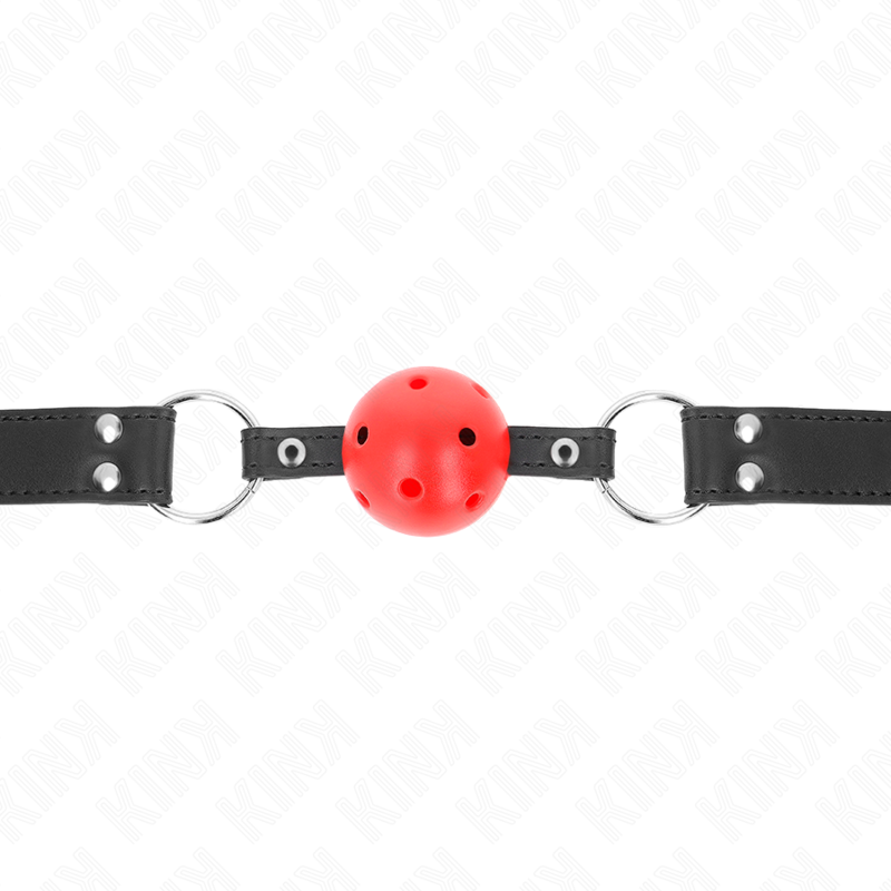 KINK - PUSTENDE BALL 4 CM KNEBLEM MED DOBBEL NAGLE I SKINN 62,5 x 2,5 CM JUSTERBAR 42–58 CM