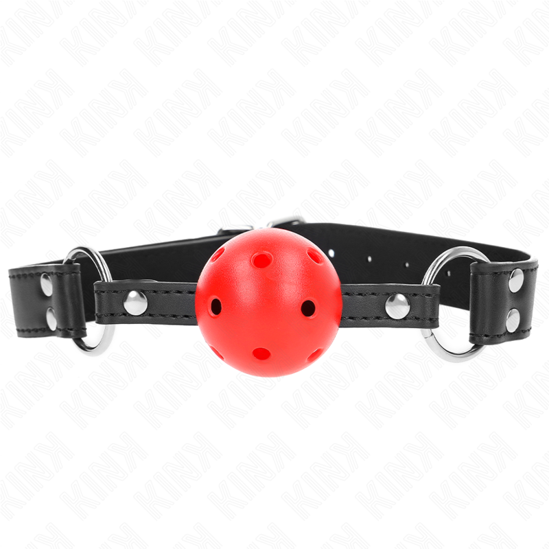 KINK - PUSTENDE BALL 4 CM KNEBLEM MED DOBBEL NAGLE I SKINN 62,5 x 2,5 CM JUSTERBAR 42–58 CM