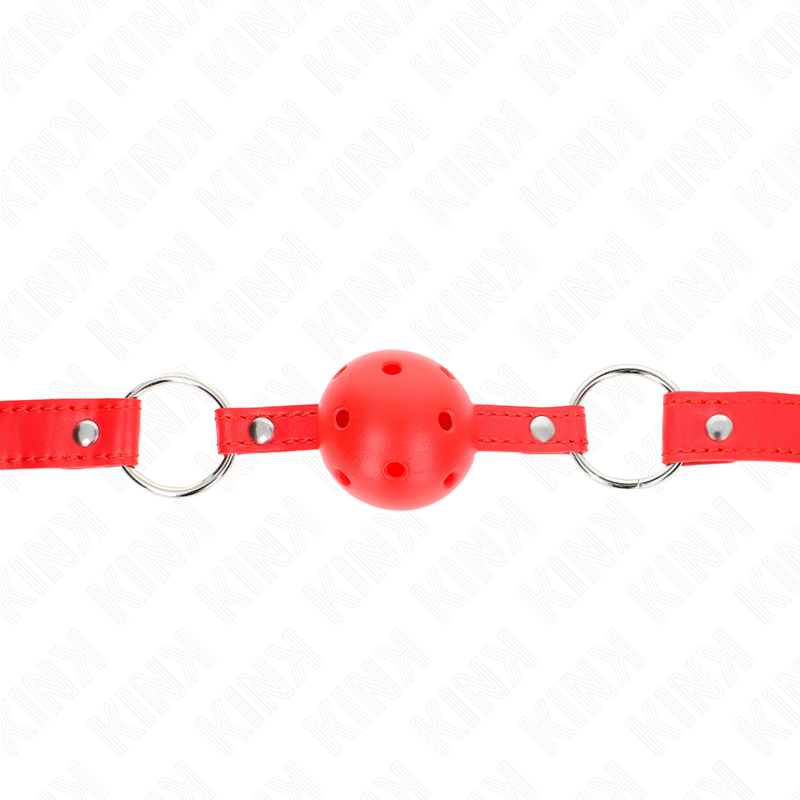 KINK - PUSTENDE BALL 4 CM KNEBLEM MED DOBBEL NAGLE MODELL 1 RØD 62,5 x 2,5 CM JUSTERBAR 42–58 CM