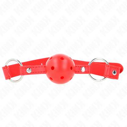 KINK - PUSTENDE BALL 4 CM KNEBLEM MED DOBBEL NAGLE MODELL 1 RØD 62,5 x 2,5 CM JUSTERBAR 42–58 CM
