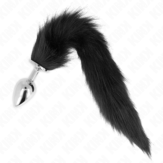 KINK - ANALPLUGG STØRRELSE L 10 X 4 CM MED SYNTETISK HALE 40 CM SVART