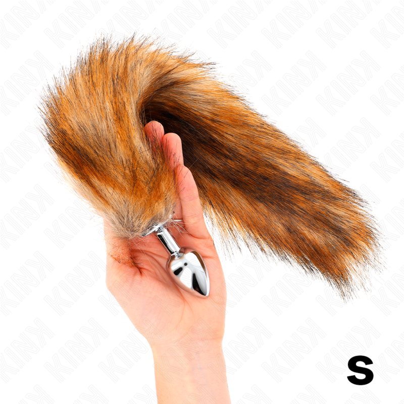 KINK - ANALPLUGG STØRRELSE S 7 X 3 CM MED SYNTETISK HALE 40 CM BRUN