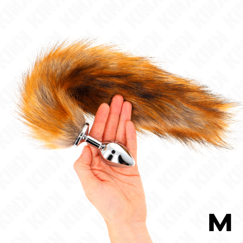 KINK - ANALPLUGG STØRRELSE M 8 X 3,5 CM MED SYNTETISK HALE 40 CM BRUN