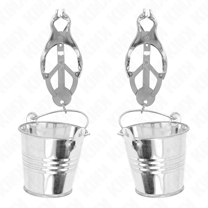KINK - JAPANESE CLOVER NIPPLE CLAMPS WITH BUCKETS SILVER