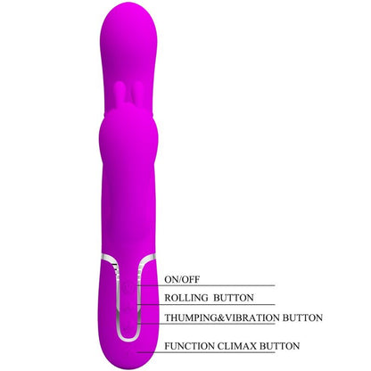 PRETTY LOVE - CAMMY TRIPPELVIBRATOR MULTIFUNKSJON 4-I-1 ROSA