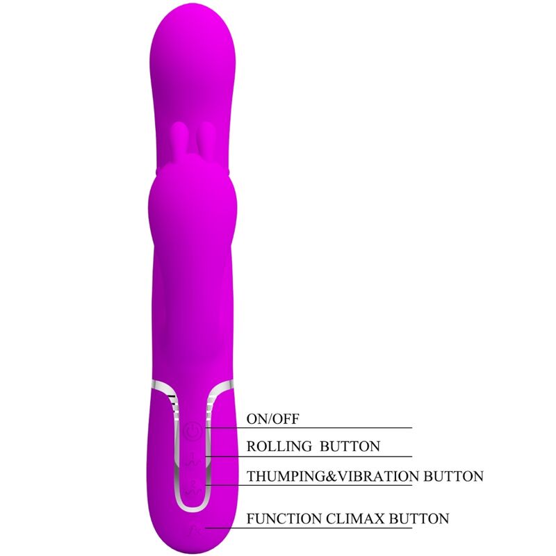 PRETTY LOVE - CAMMY TRIPPELVIBRATOR MULTIFUNKSJON 4-I-1 ROSA