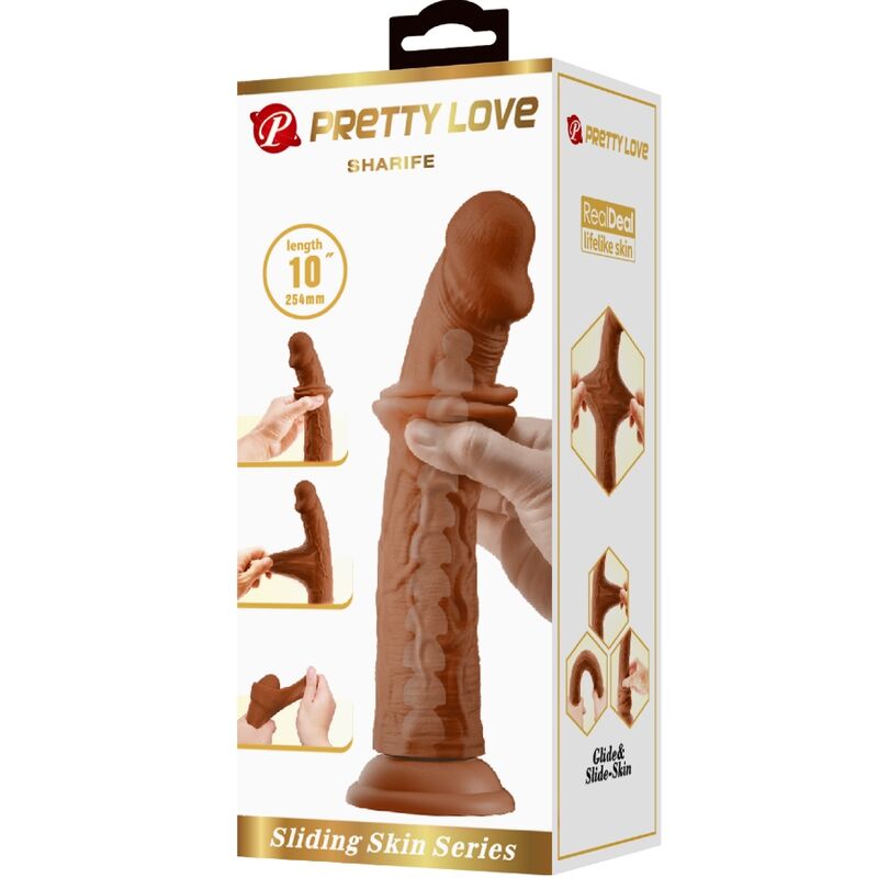 PRETTY LOVE - SHARIFE REALISTISK DILDO 25 CM BRUN