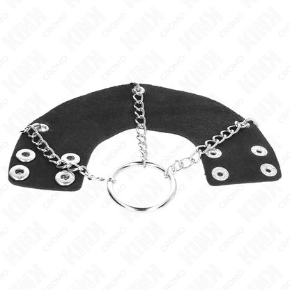 KINK - PENISRING 4 CM KJEDE 7 CM METALL MED SKINNBELTE