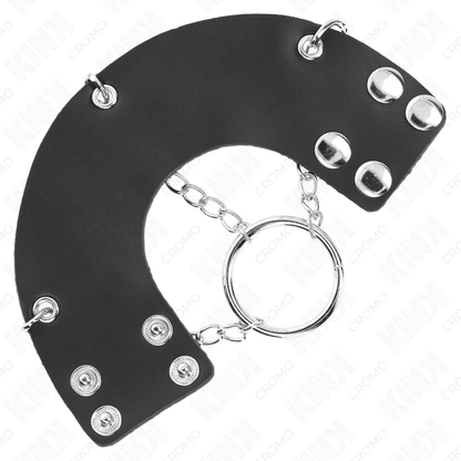 KINK - PENISRING 4 CM KJEDE 7 CM METALL MED SKINNBELTE