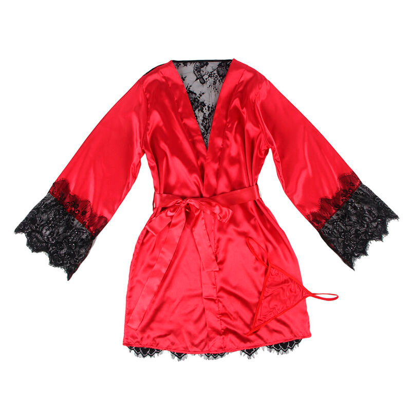 SUBBLIME - 954024 BLONDE TRANSPARENT RYGGKAMISOLLE + THANG RØD/SVART L/XL
