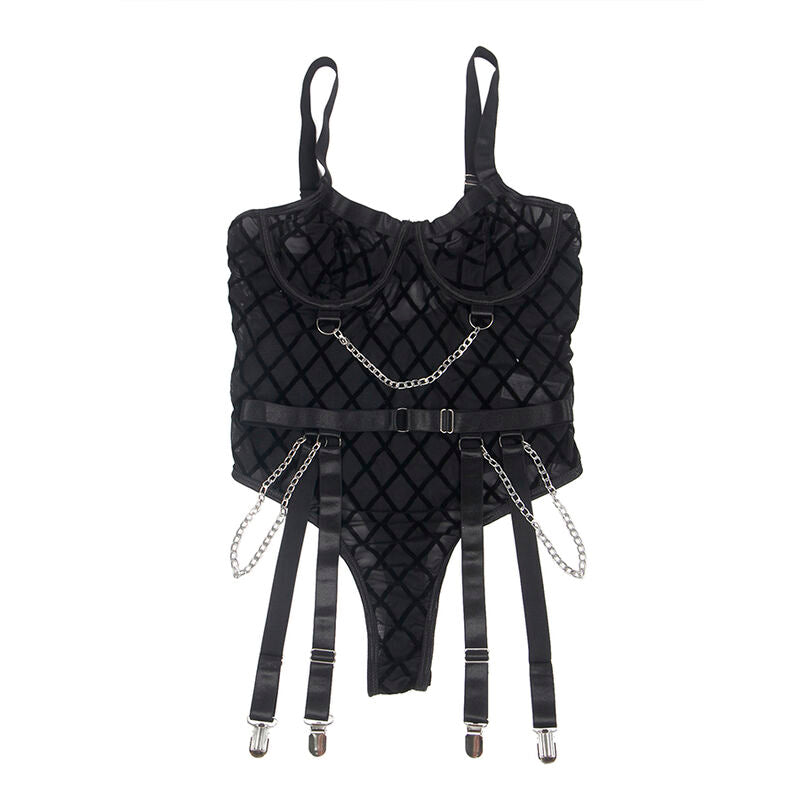 SUBBLIME - 9542277 BODY MED KJEDER + HÅNDBELTE SVART L/XL