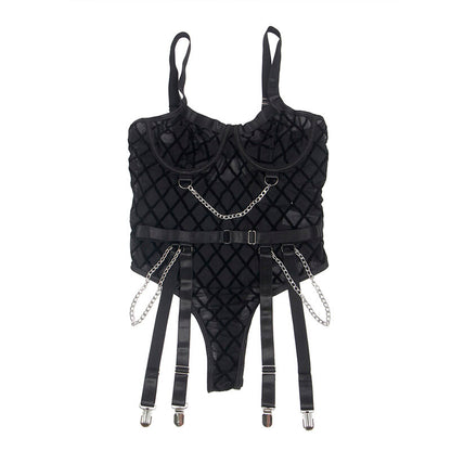SUBBLIME - 9542277 BODY MED KJEDER + HÅNDBELTE SVART L/XL