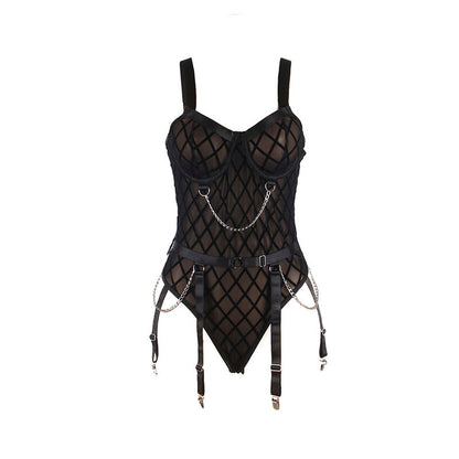 SUBBLIME - 9542277 BODY MED KJEDER + HÅNDBELTE SVART L/XL