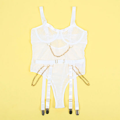 SUBBLIME - 954284 BODY MED KJEDER + HÅNDBELTE HVIT S/M