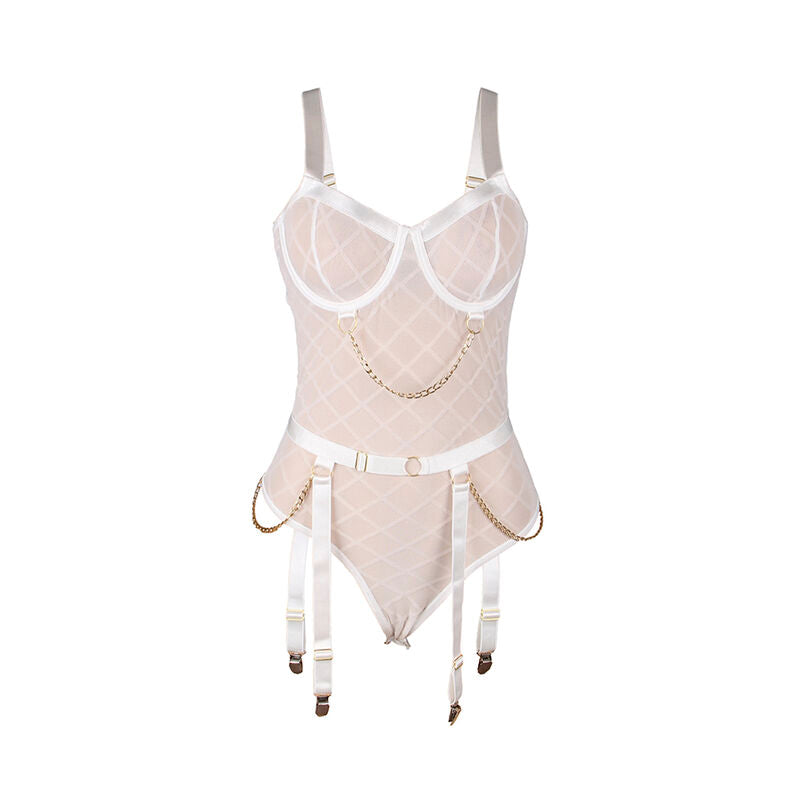 SUBBLIME - 954284 BODY MED KJEDER + HÅNDBELTE HVIT S/M