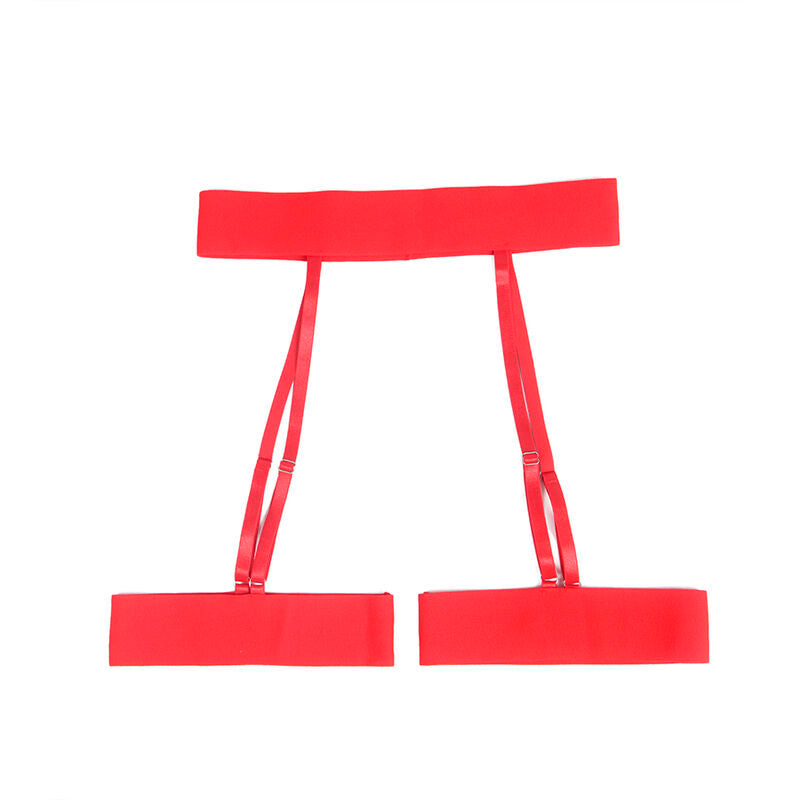 SUBBLIME - 954338 HJERTETRYKKET BH + THONG + HÅNDBELTE RØD L/XL