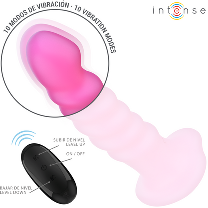 INTENS - CINDY VIBRATOR STØRRELSE L SPIRALDESIGN 10 VIBRASJONER ROSA FJERNKONTROLL