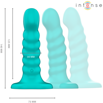 INTENS - BUFFY VIBRATOR STØRRELSE S SPIRALDESIGN 10 VIBRASJONER BLÅ FJERNKONTROLL