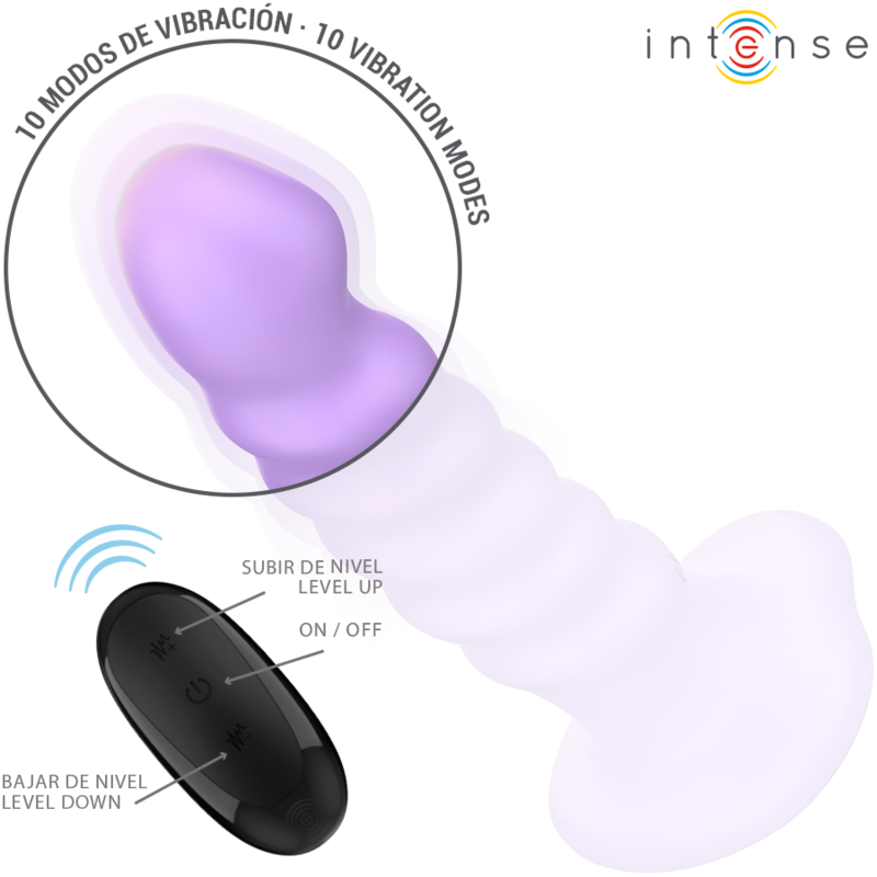 INTENS - BRENDA VIBRATOR STØRRELSE M SPIRALDESIGN 10 VIBRASJONER LILLA FJERNKONTROLL