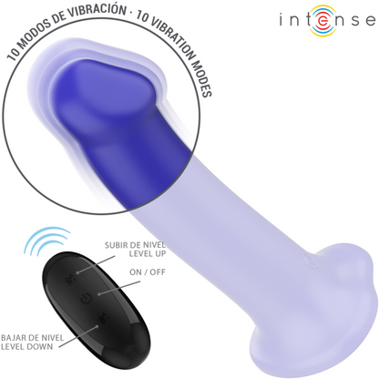 INTENS - VICTORIA VIBRATOR MED SUGEKOPP 10 VIBRASJONER MØRK BLÅ FJERNKONTROLL