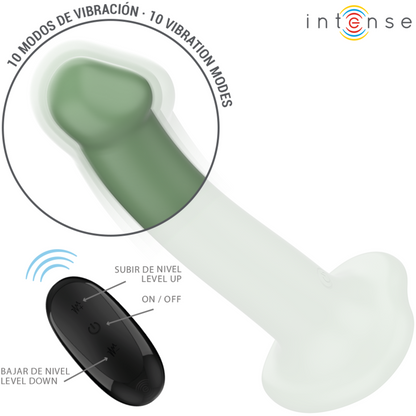 INTENS - BECCA VIBRATOR MED SUGEKOPP 10 VIBRASJONER GRØNN FJERNKONTROLL