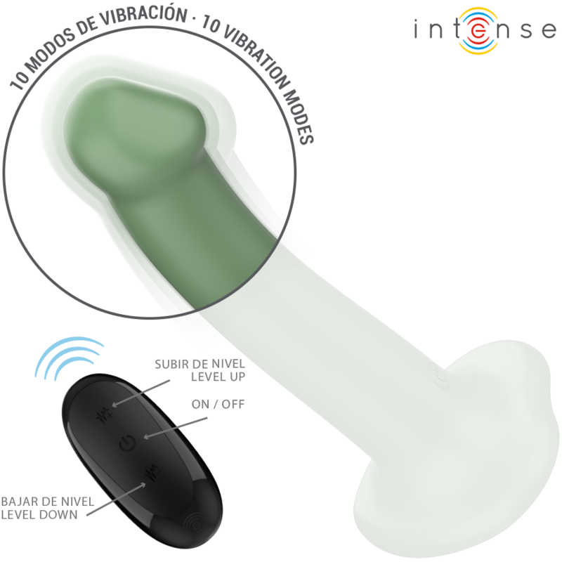 INTENS - BECCA VIBRATOR MED SUGEKOPP 10 VIBRASJONER GRØNN FJERNKONTROLL