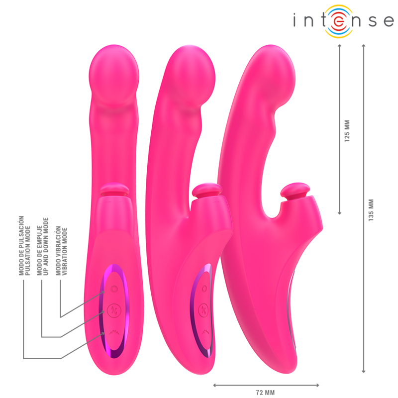 INTENSE - EMI VIBRATOR 13,5 CM MULTIFUNKSJON 3-I-1 10 VIBRASJONER ROSA