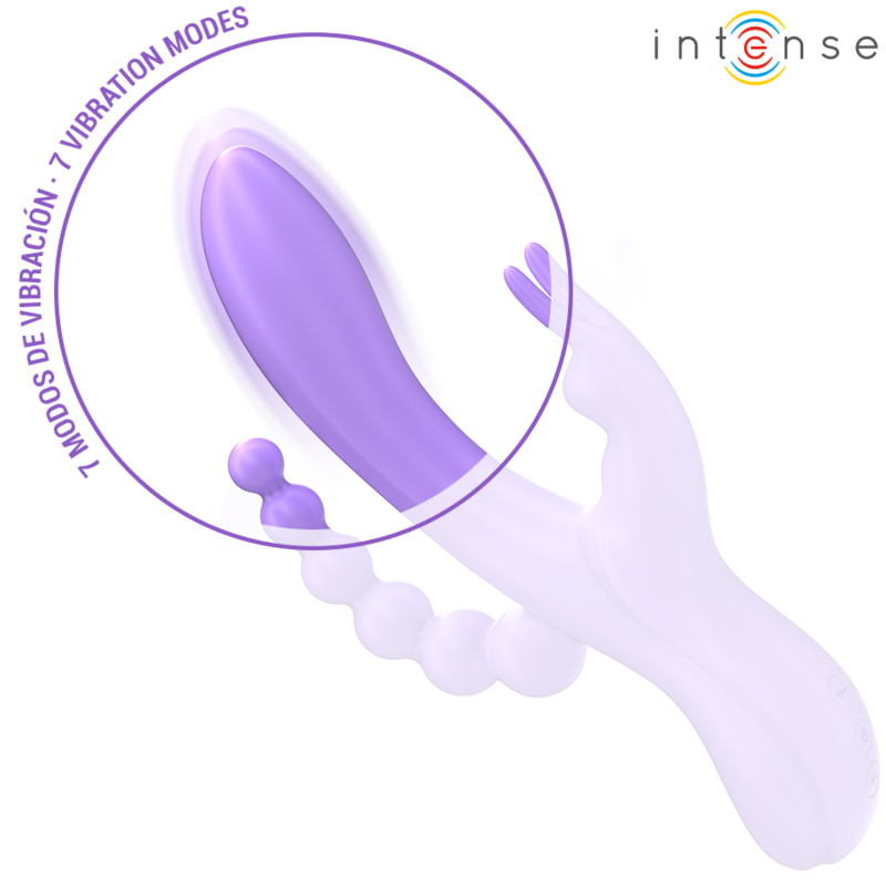 INTENS - MIKO TRIPPELVIBRATOR KANIN &amp; STIMULATOR &amp; ANAL 7 VIBRASJONER LILLA