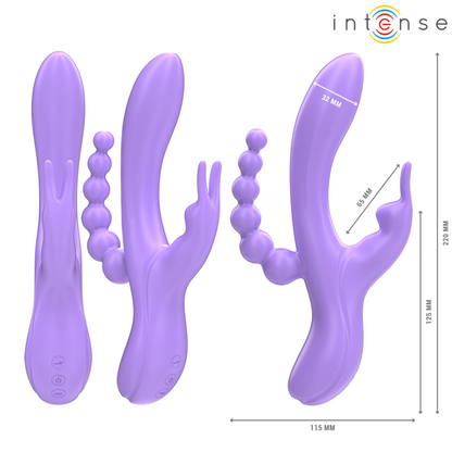 INTENS - MIKO TRIPPELVIBRATOR KANIN &amp; STIMULATOR &amp; ANAL 7 VIBRASJONER LILLA