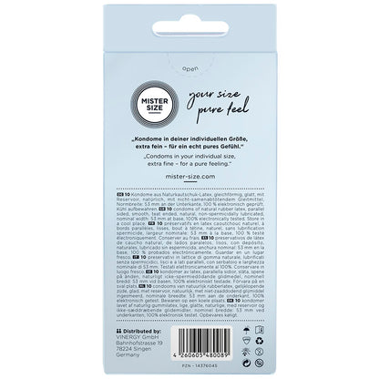 MISTER SIZE - KONDOMSTØRRELSE M 53 MM (10 ENHETER)