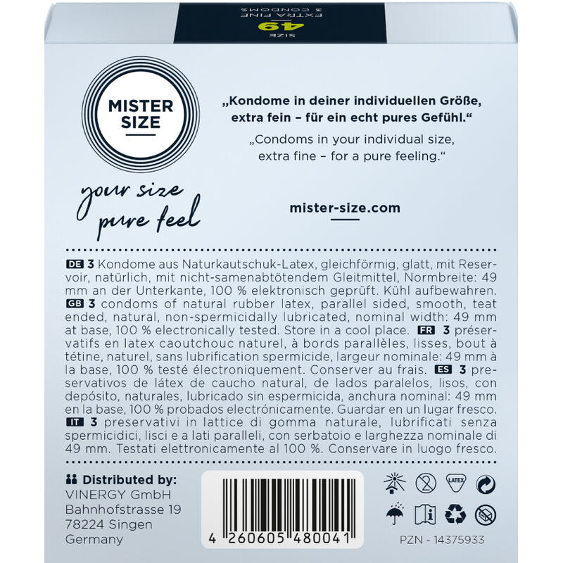 MISTER SIZE - KONDOMSTØRRELSE S 49 MM (3 ENHETER)