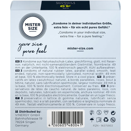 MISTER SIZE - KONDOMSTØRRELSE S 49 MM (3 ENHETER)