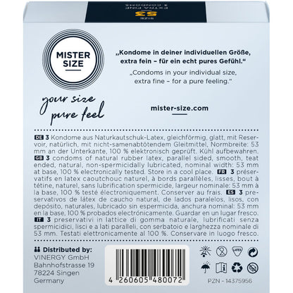 MISTER SIZE - KONDOMSTØRRELSE M 53 MM (3 ENHETER)