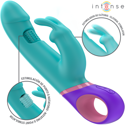 INTENSE - MONICA KANINVIBRATOR MED ROTERENDE G-PUNKTSSTIMULATOR BLÅ