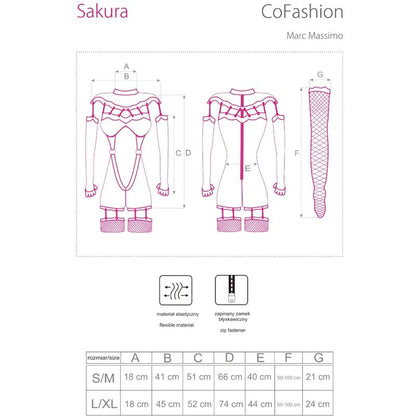 LIVCO CORSETTI FASHION - SAKURA CF 90357 JUMPSUIT + LONG GLOVES + GARTER BELT BLACK L/XL