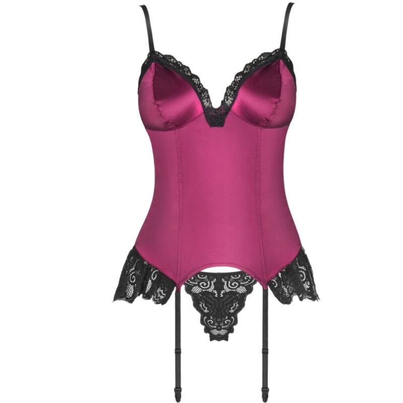 LIVCO CORSETTI FASHION - AGRAFENA CF 90436 KORSETT + THONG BURGUNDY S/M