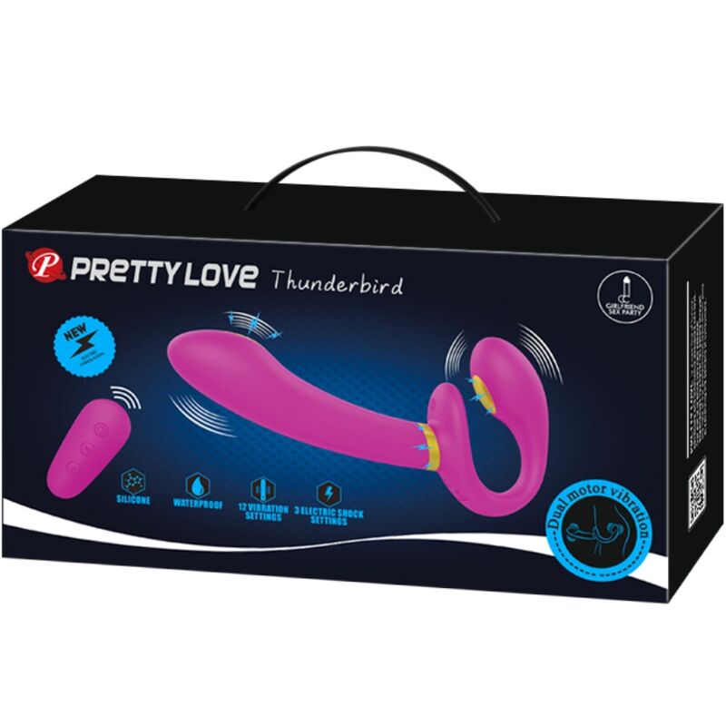 PRETTY LOVE - THUNDERBIRD DOBBEL STRAP-ON VIBRATOR FJERNKONTROLL LILLA