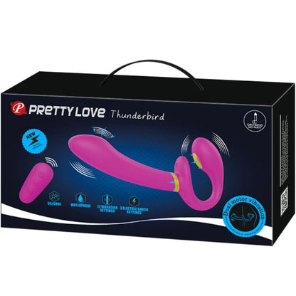 PRETTY LOVE - THUNDERBIRD DOBBEL STRAP-ON VIBRATOR FJERNKONTROLL LILLA